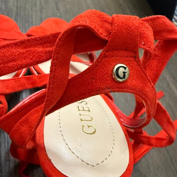 Guess Treacy Wedge Sandals “Red” Sz 8W - Picture 5 of 6